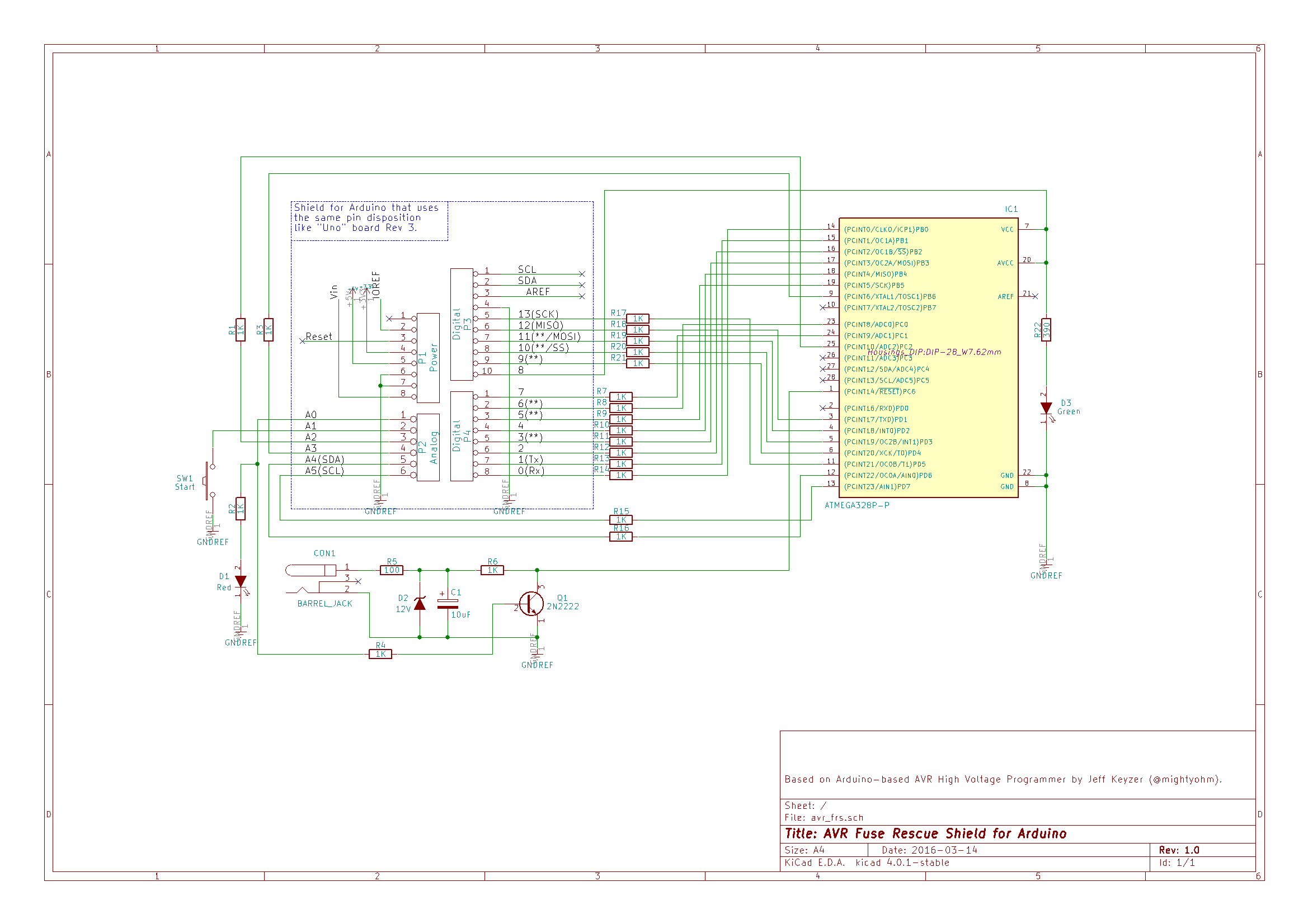 AVR Fuse Rescue Shield Schematics