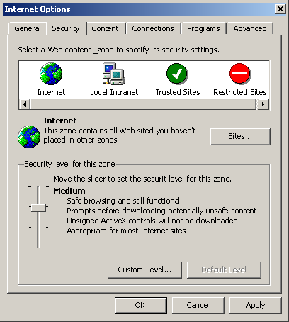 Avalonia Internet Explorer Internet Options