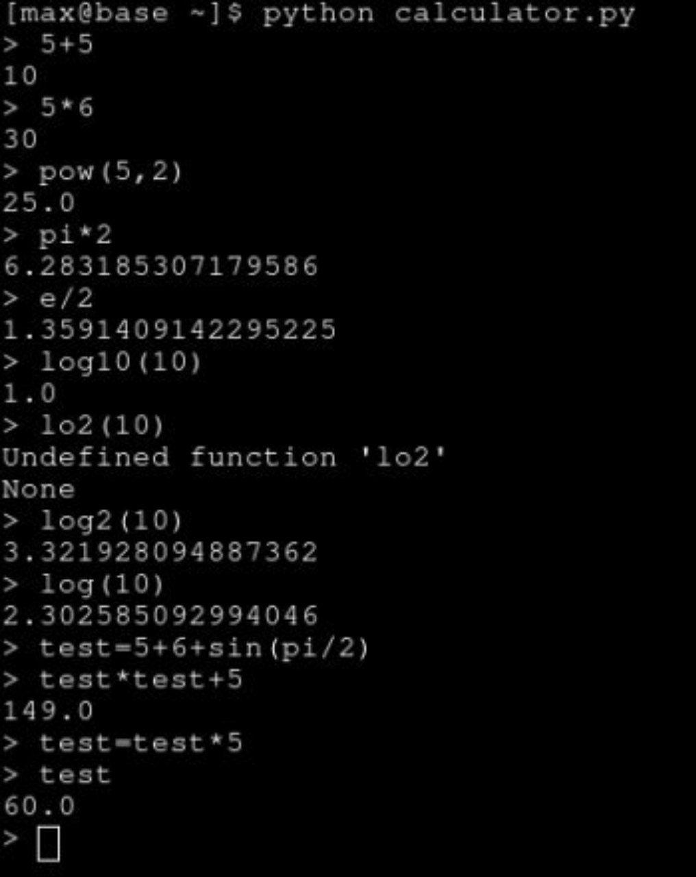 Mini Calculator Interpreter python