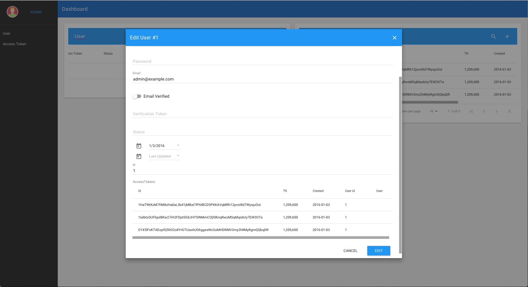 Loopback Admin Component