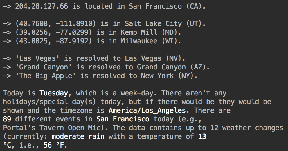 Output of the Sample Application