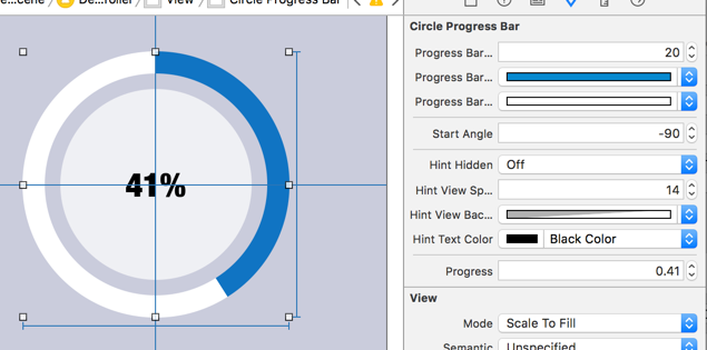 CircleProgressBar Screenshot-Xcode-InterfaceBuilder