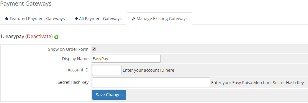 WHMCS EasyPay Module ScreenShot