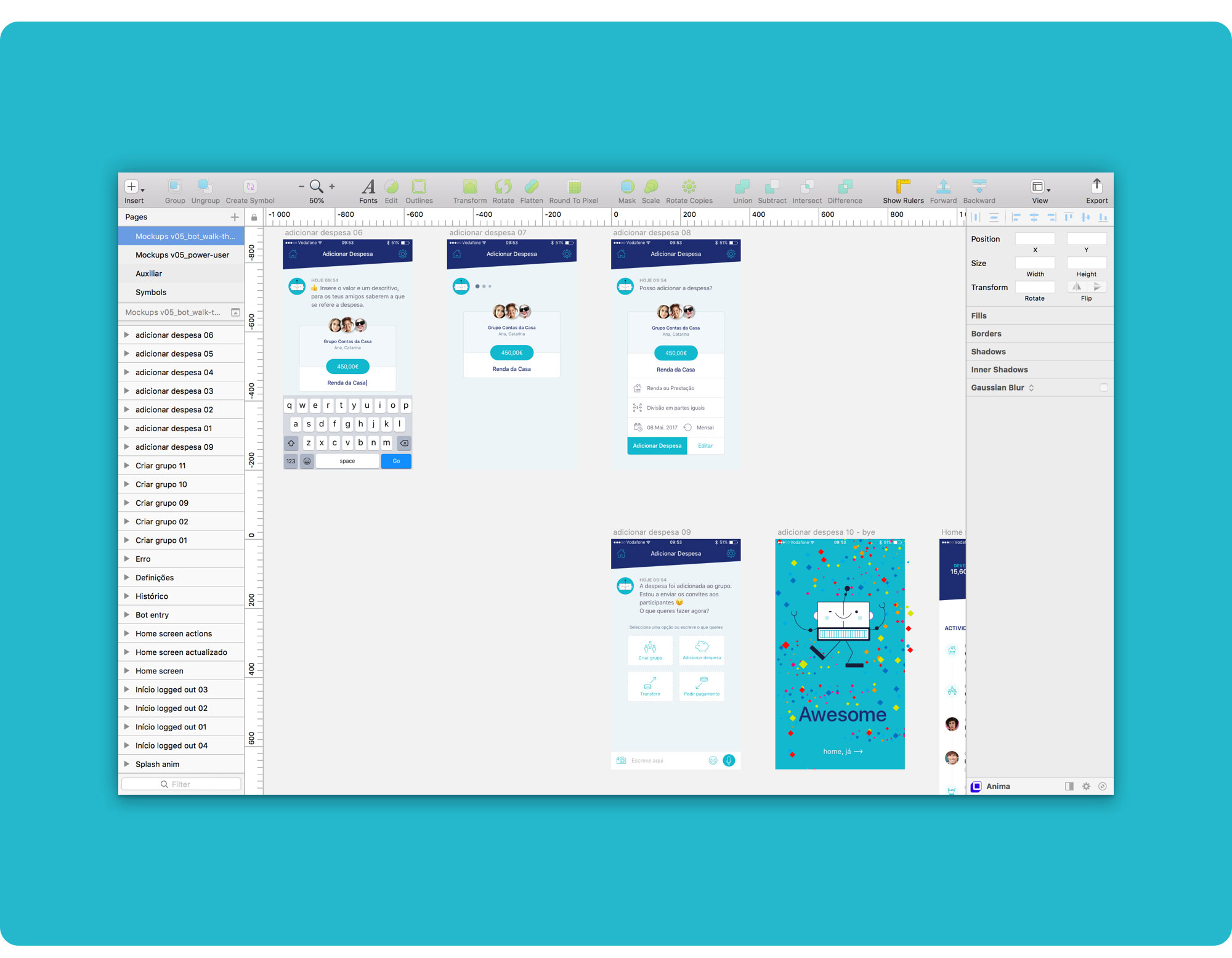 Sketch document showing a couple of PayUp app screens