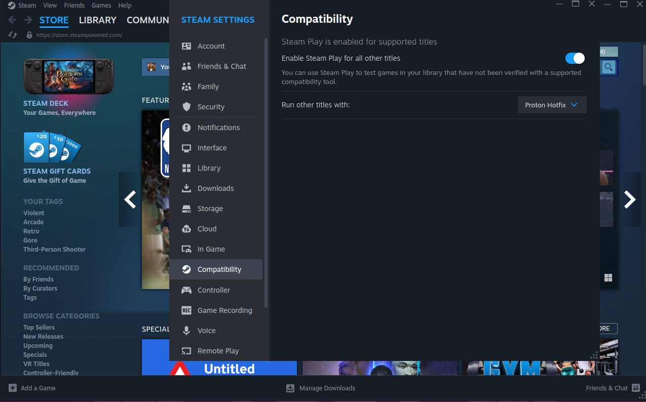 Enable Steam Play to play Windows games on Ubuntu