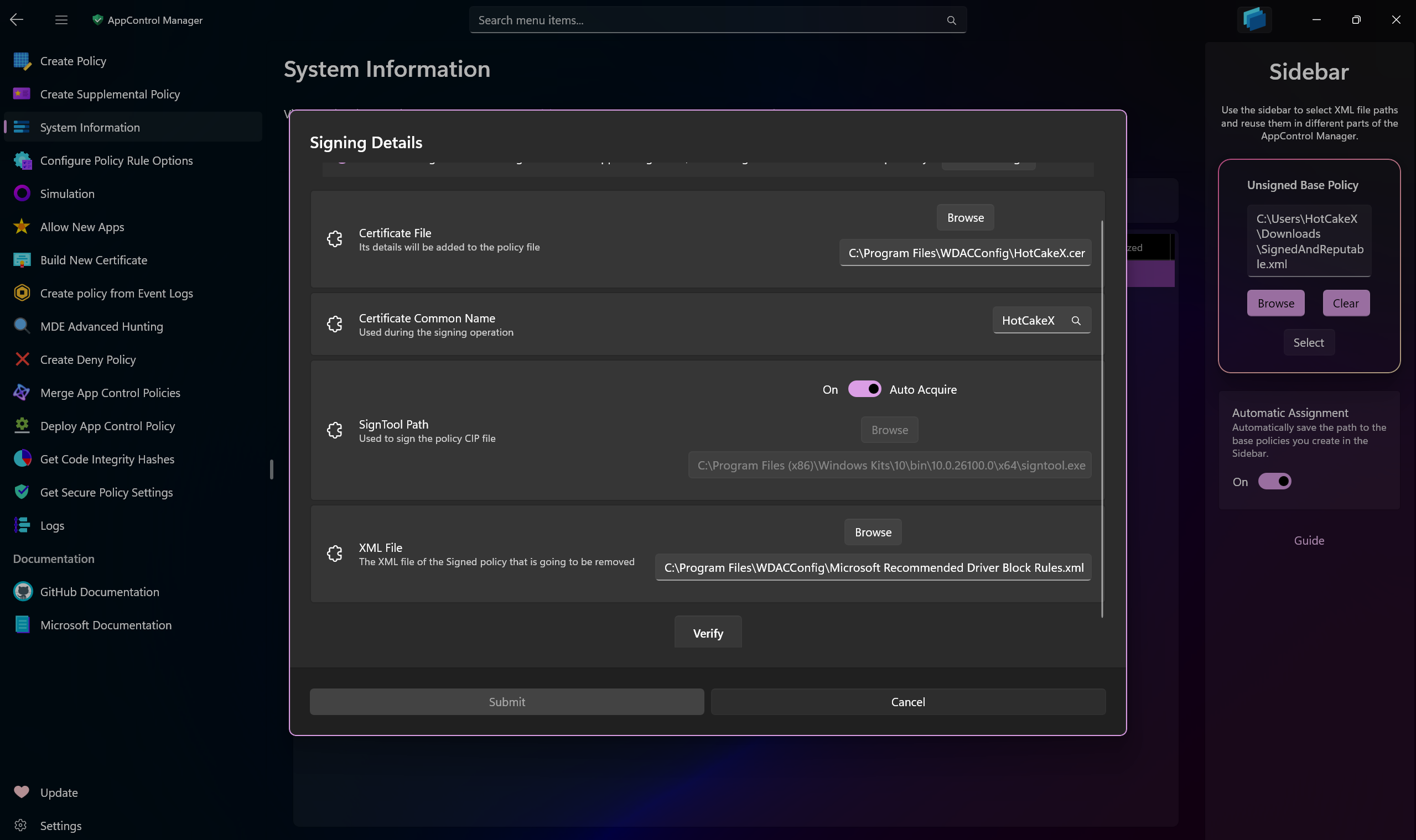 AppControl Manager Application Signed Base policy removal dialog