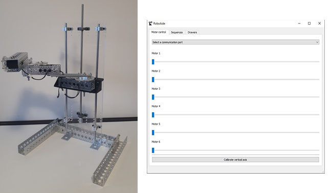 Image of arm prototype and GUI app