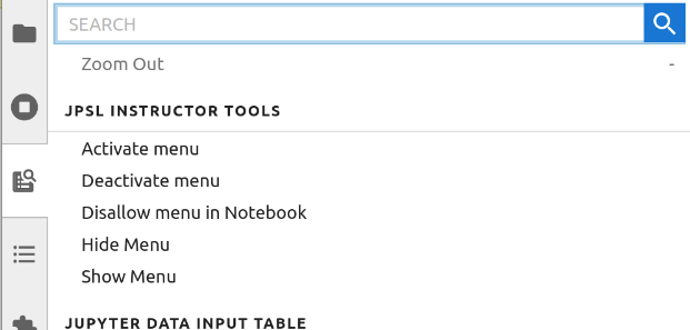 Instructor Tool commands in Jupyter Lab command palette