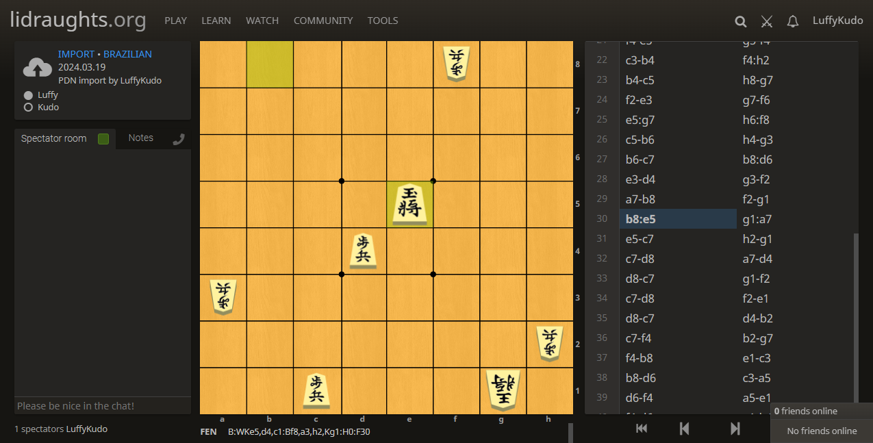 shogi-themed checkers/draughts lidraughts 2-kanji screenshot