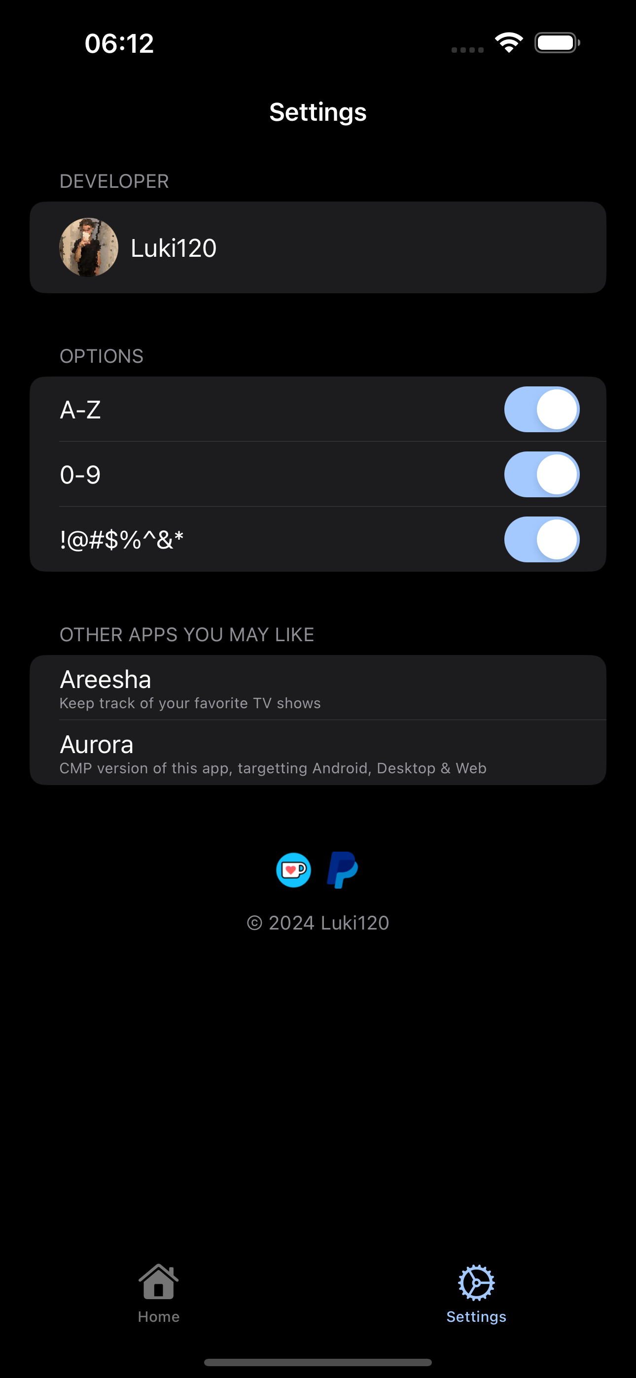 iOS settings screenshot