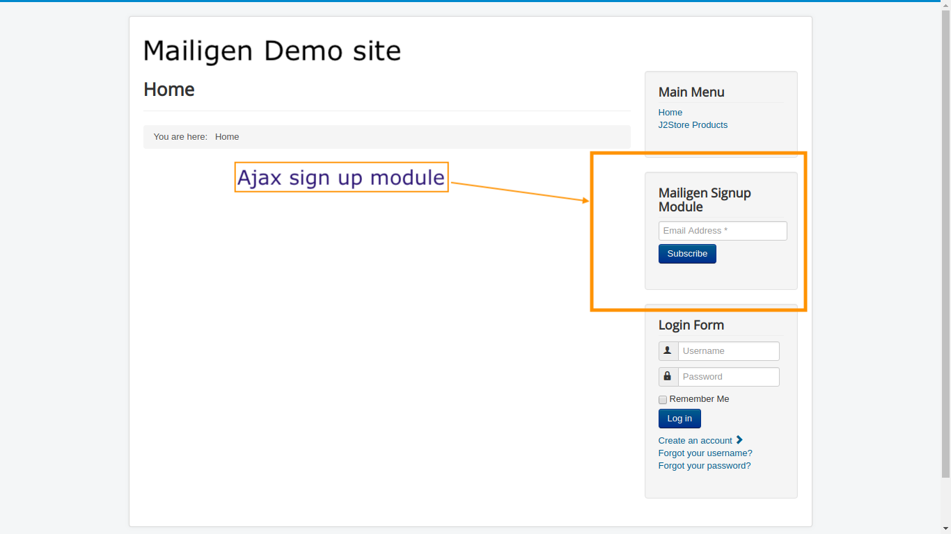 Mailigen module for Joomla