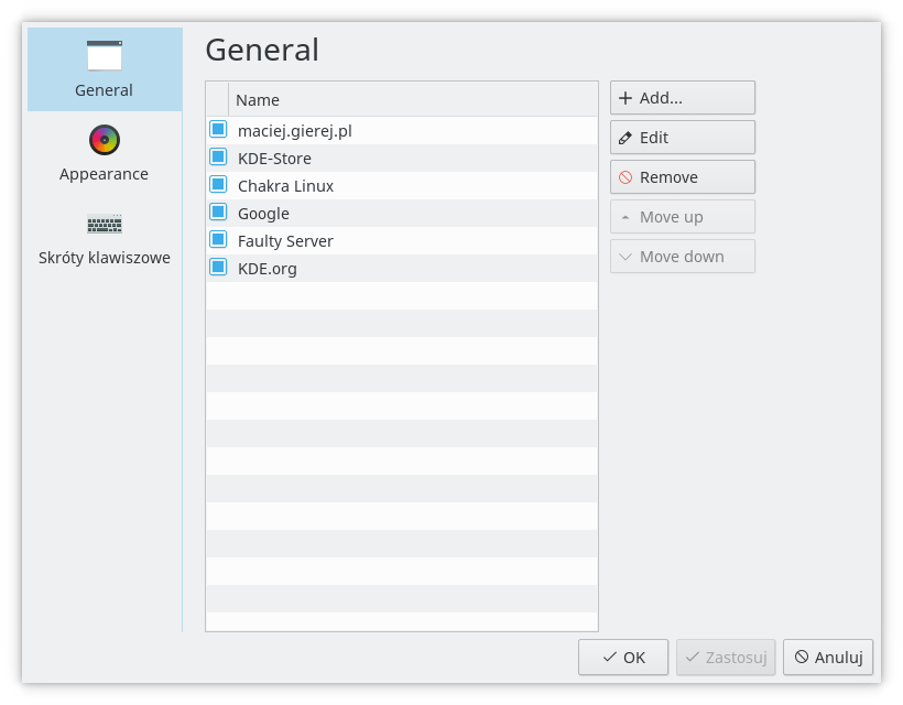 Server Status Plasmoid (Configuration)