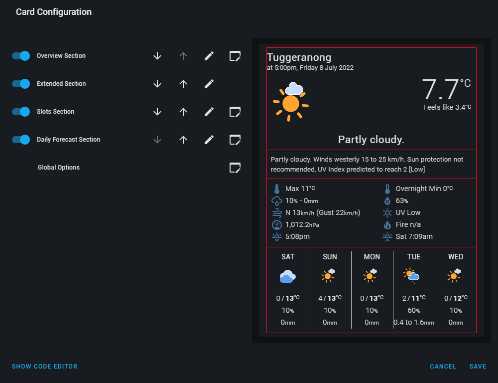 Platinum Weather card