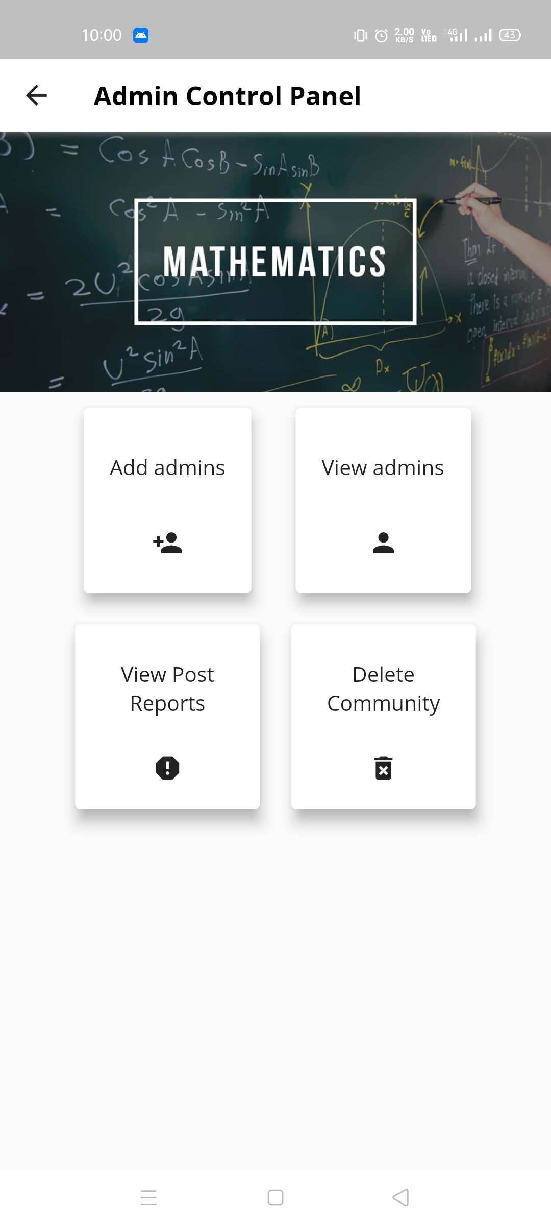 Admin control panel