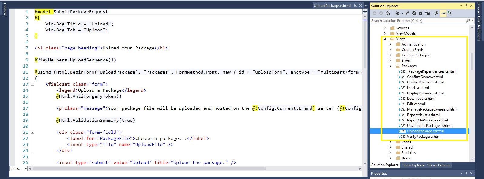 picture of the folder structure under views of Packages/Manage/uploadPackage