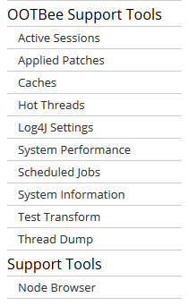 OOTBee Support Tools group in Admin Console