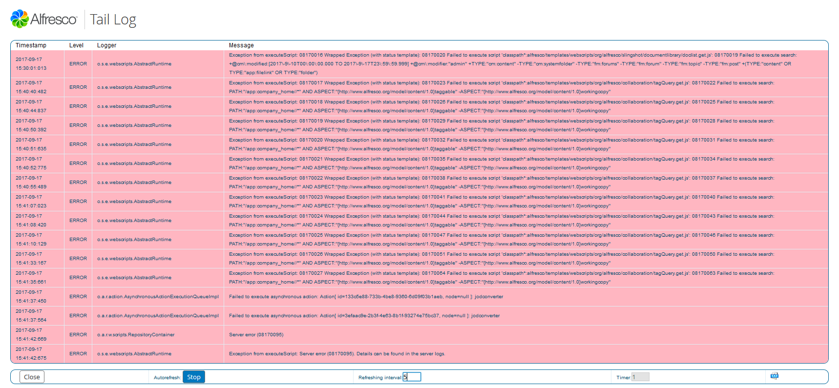 Log4J Settings tail log