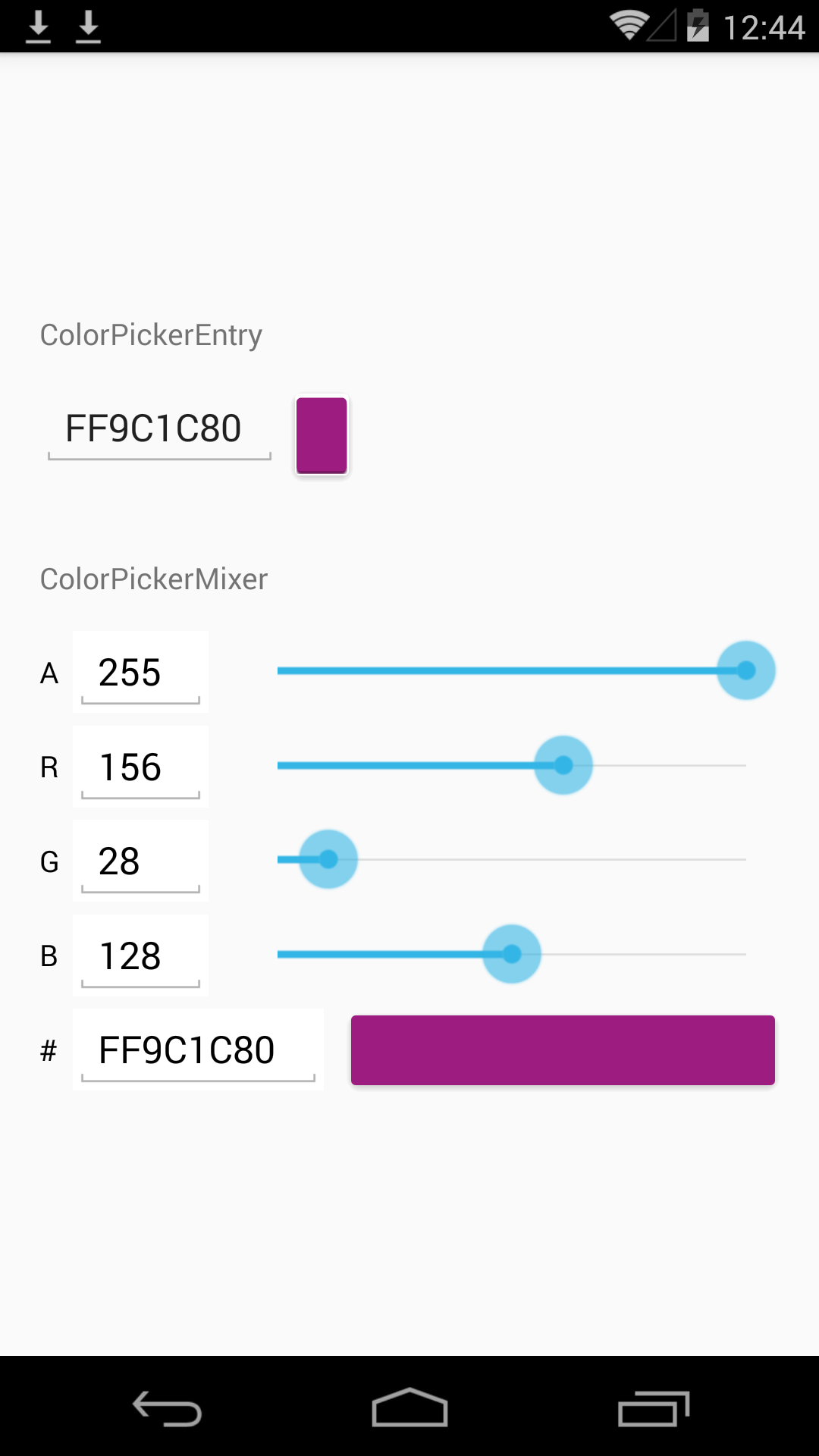 ColorPickerEntry and ColorPickerMixer on Android