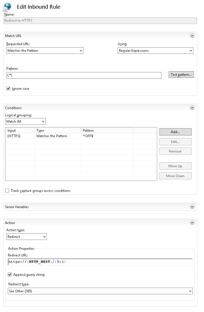 Redirect to HTTPS IIS Rewrite Rule