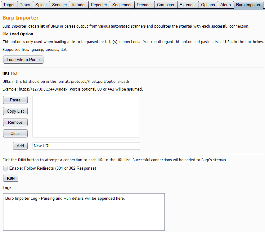 Burp Importer Tab