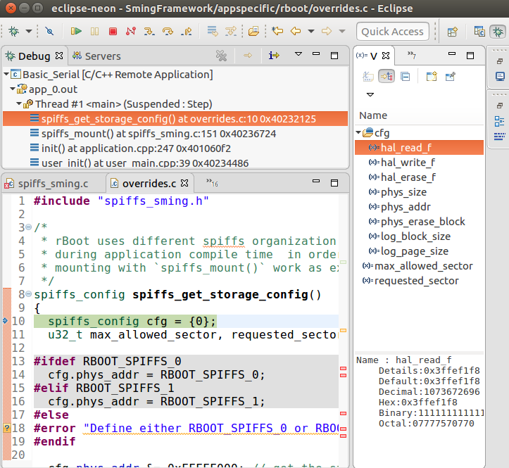 Debugging Session in Eclipse CDT