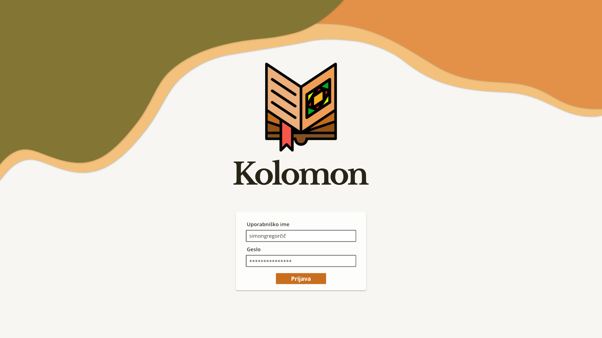 Stari Kolomoni login page UI mockup