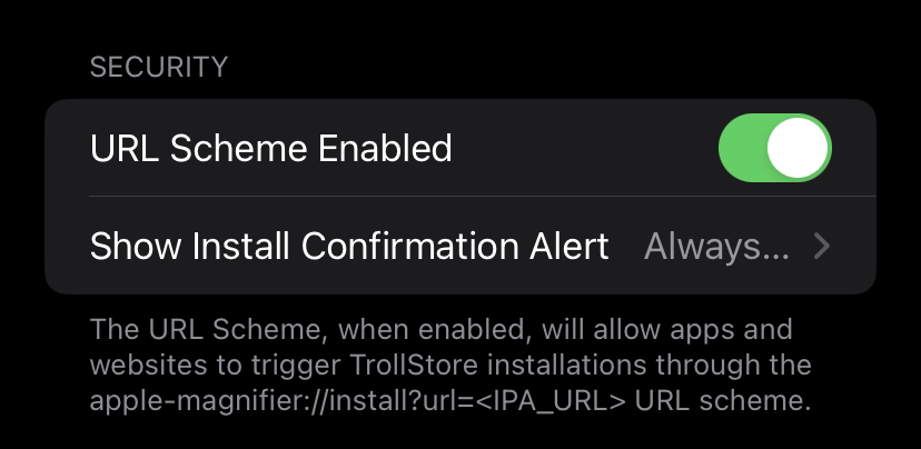 TrollStore URL Scheme