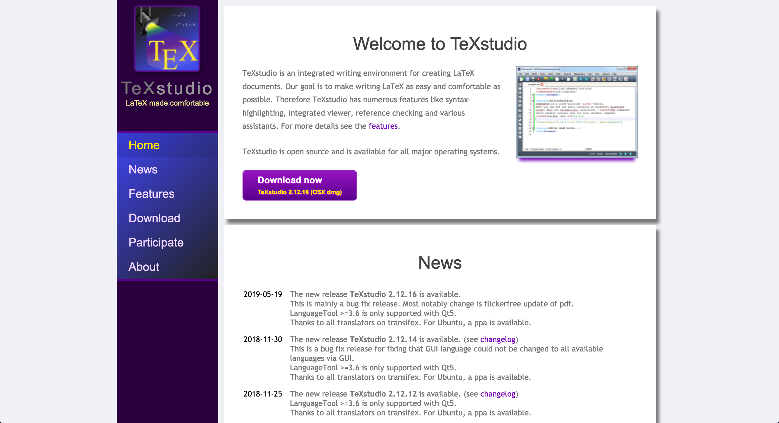 TeXstudio Homepage