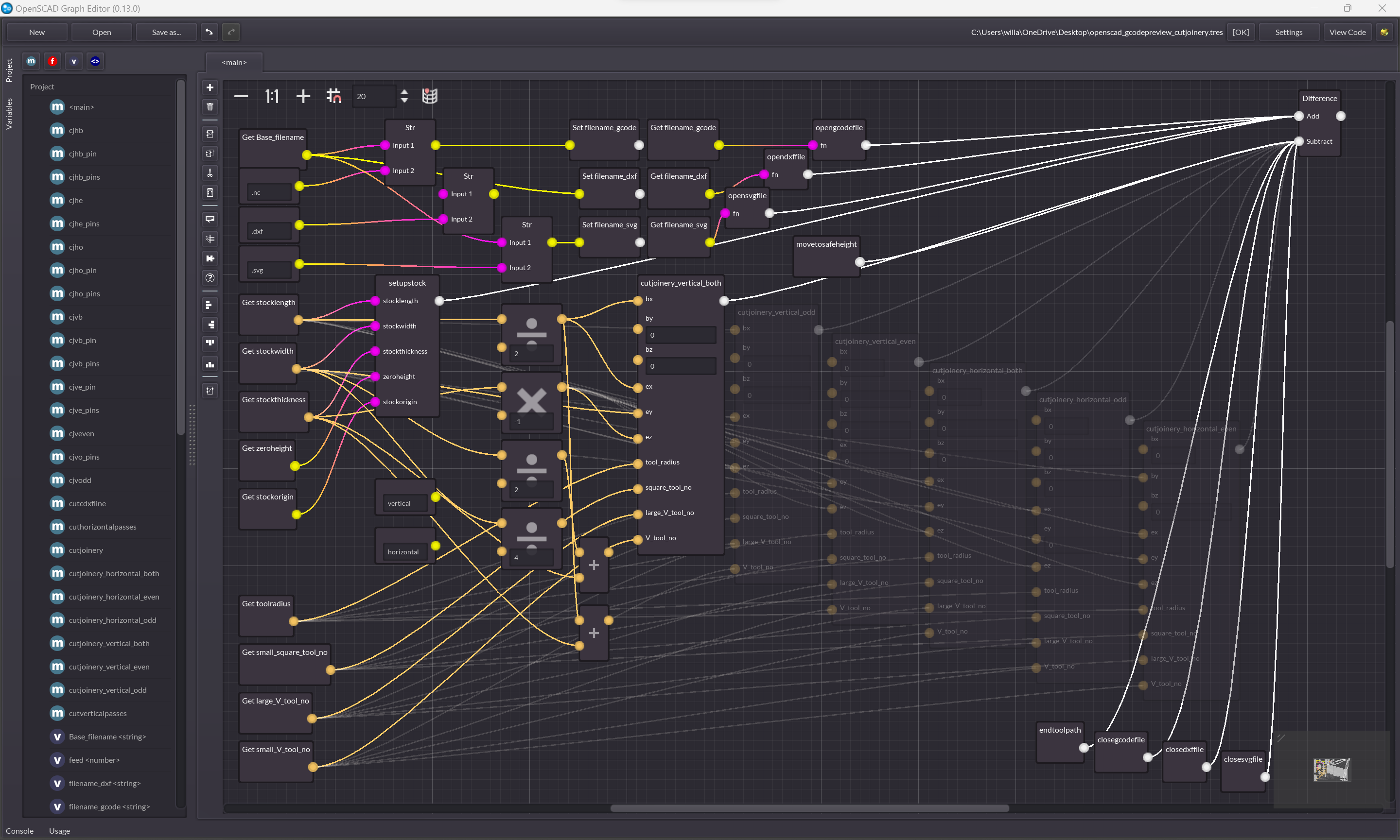 OpenSCAD Graph Editor Cut Joinery File