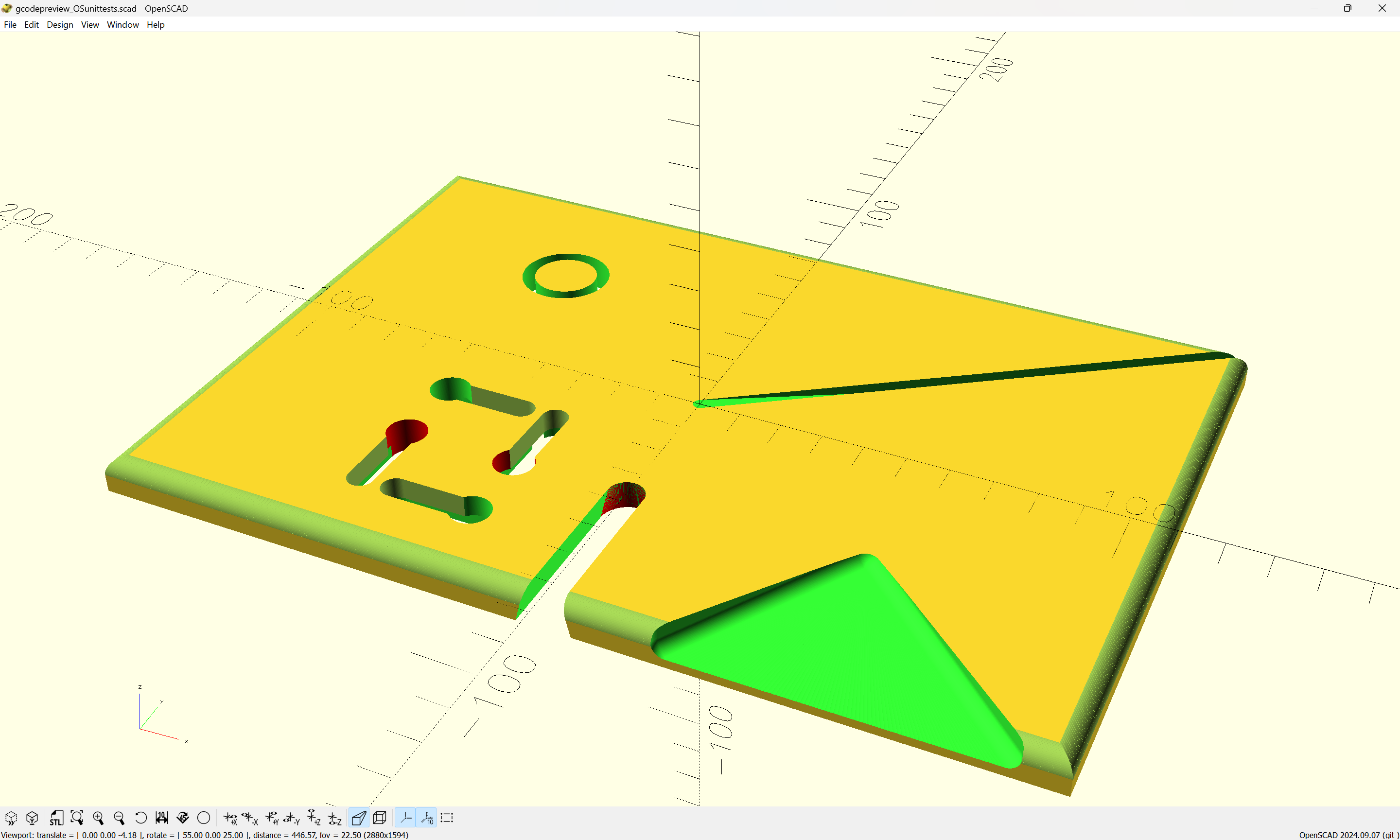 OpenSCAD gcodepreview Unit Tests