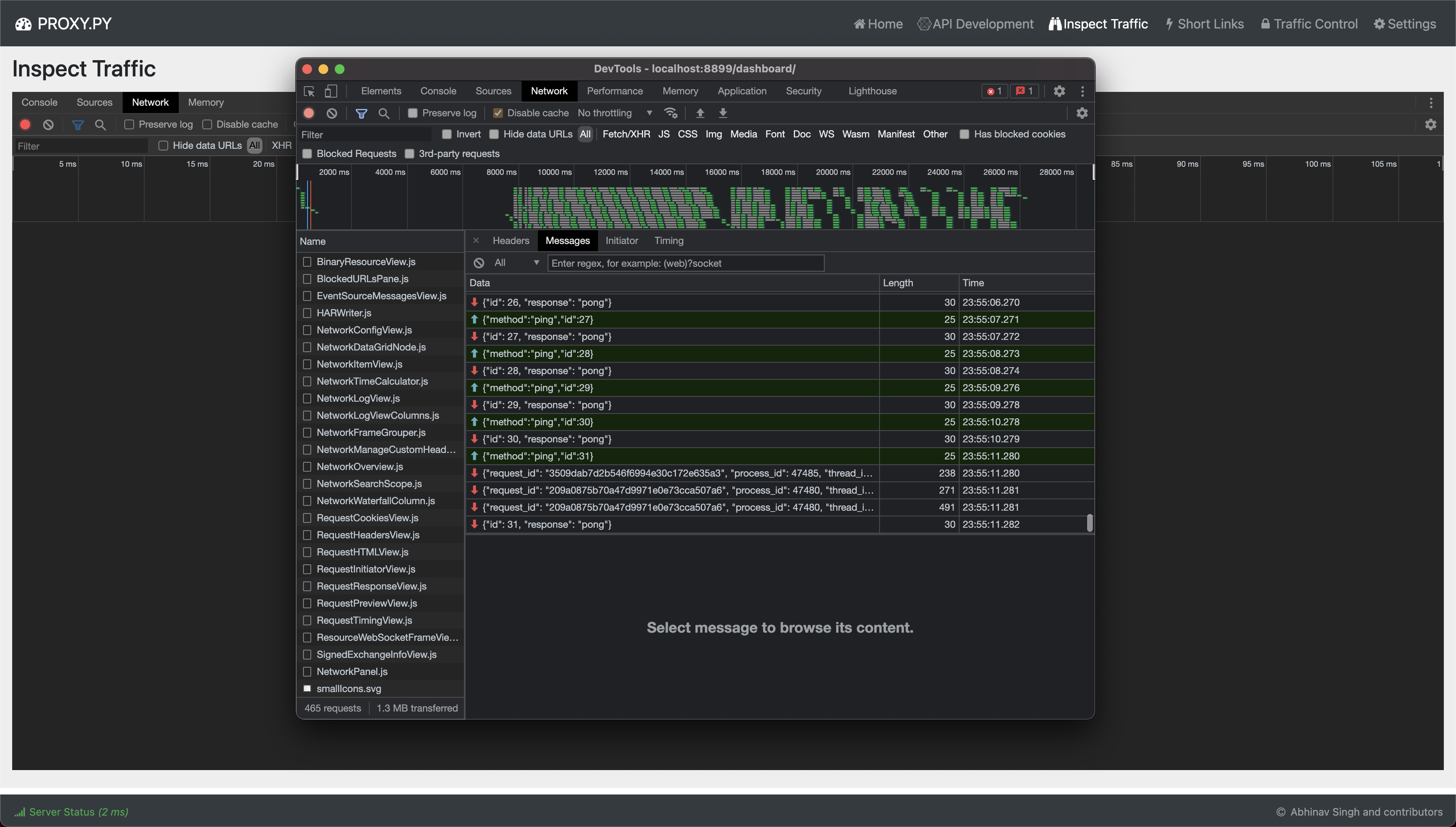 Proxy.Py Dashboard Inspect Traffic