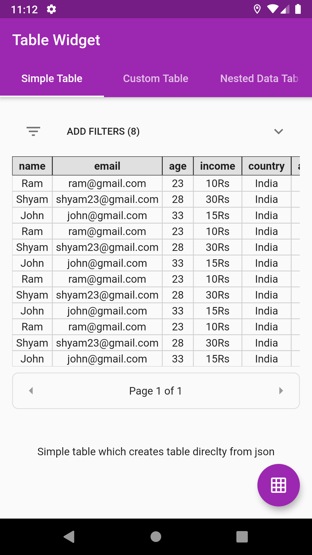 JsonTable