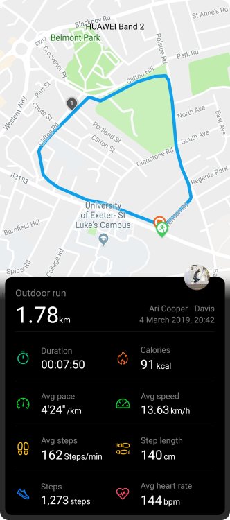 Huawei Health App example route