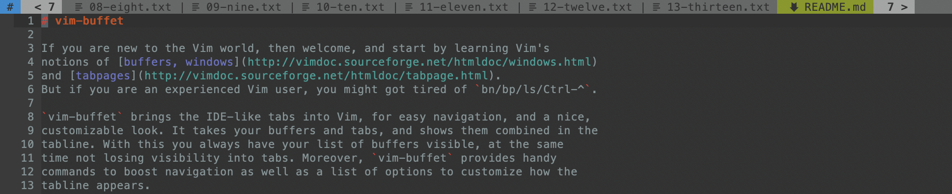 vim-buffet Screenshot