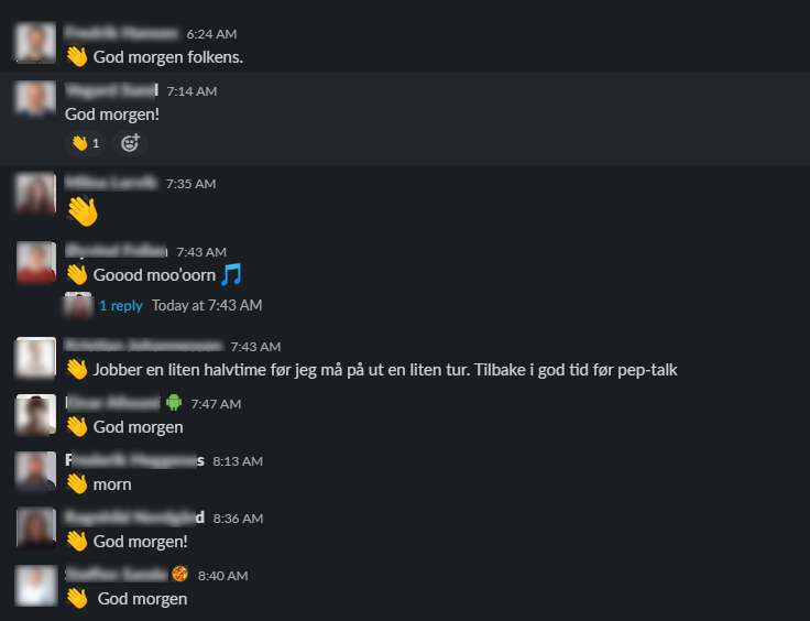 God morgen meldinger i Slack