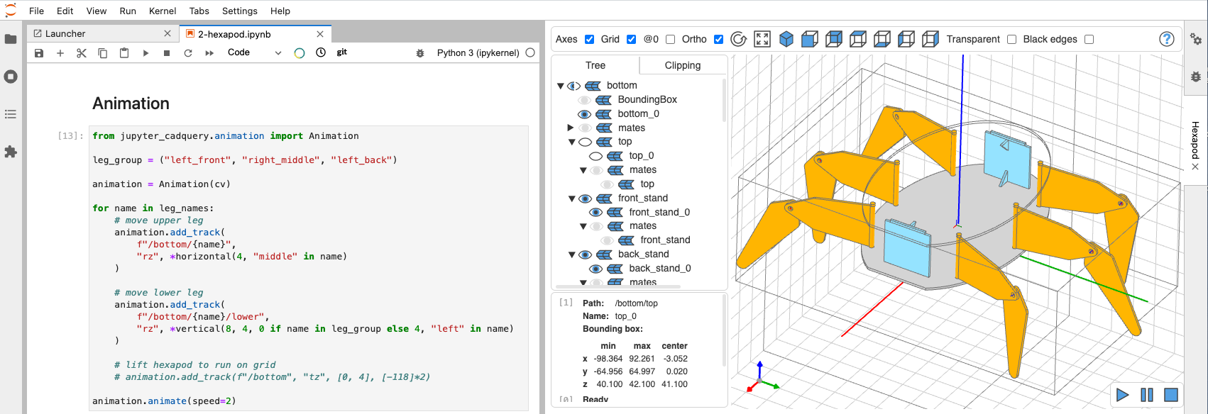 CadQuery Jupyter extension screenshot