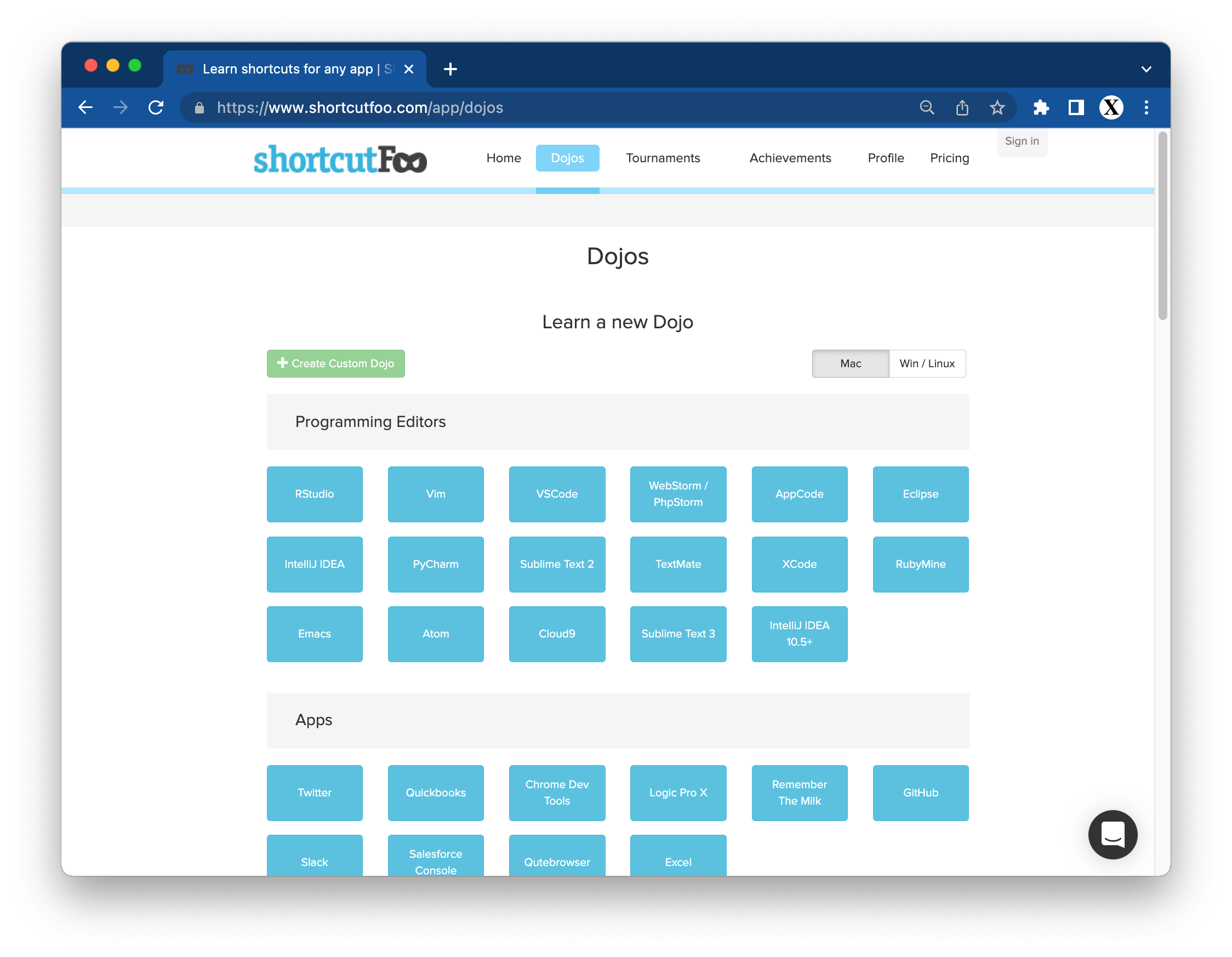 ShortcutFoo - Learn shortcuts and commands