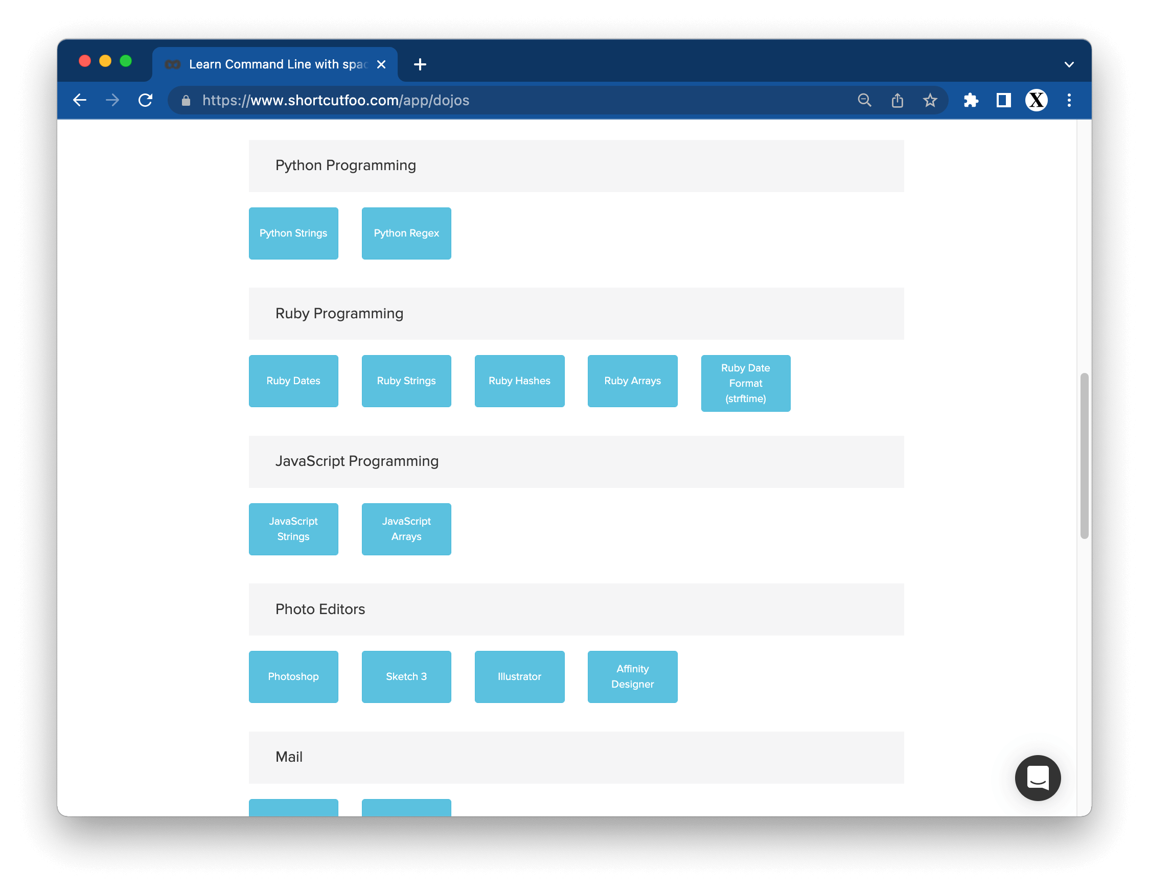 ShortcutFoo - Learn shortcuts and commands