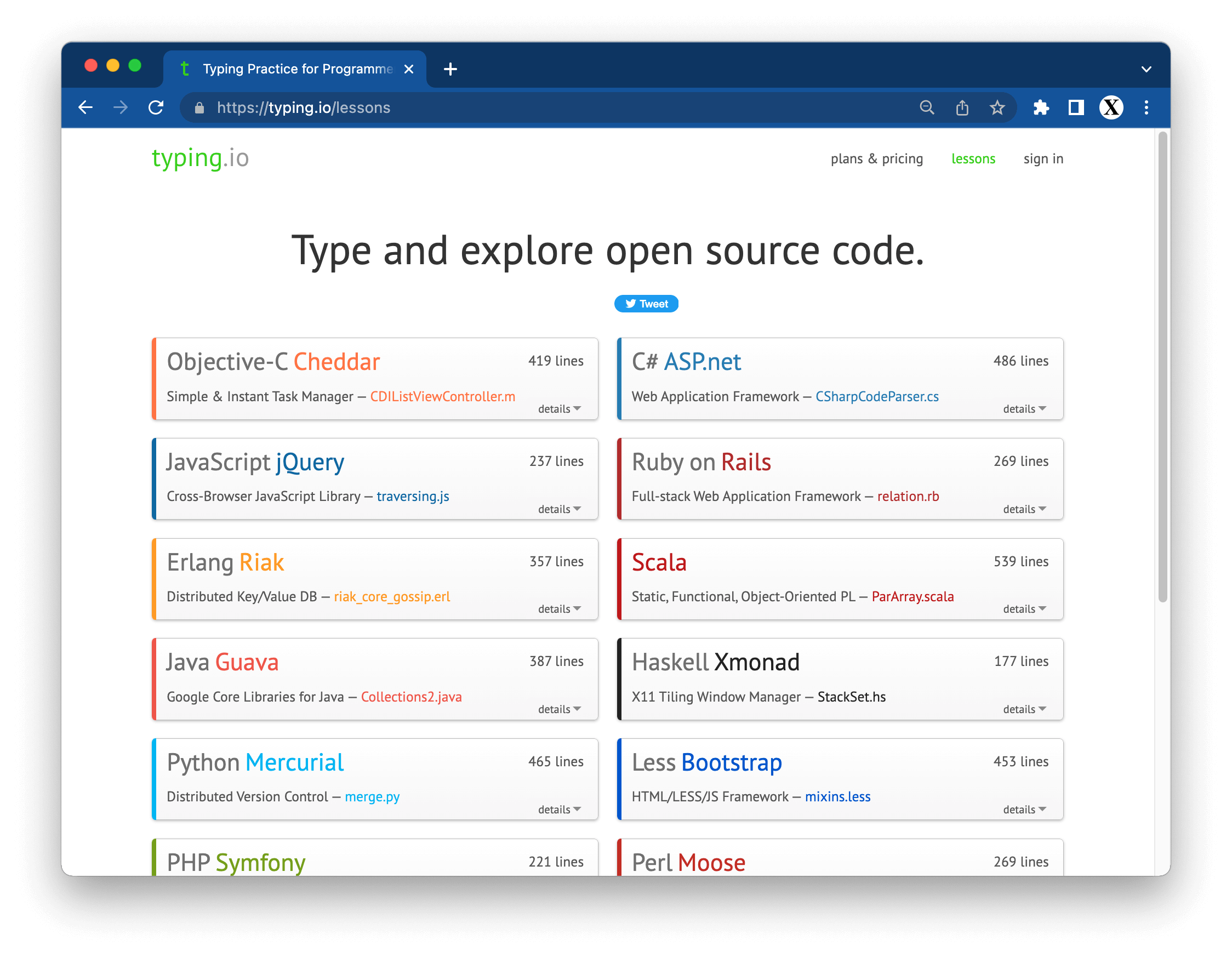 typing.io - Typing Practice for Programmers