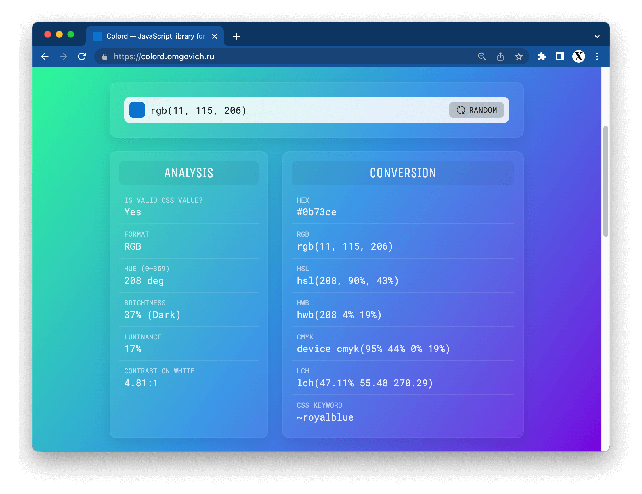 Colord - color manipulations and conversions