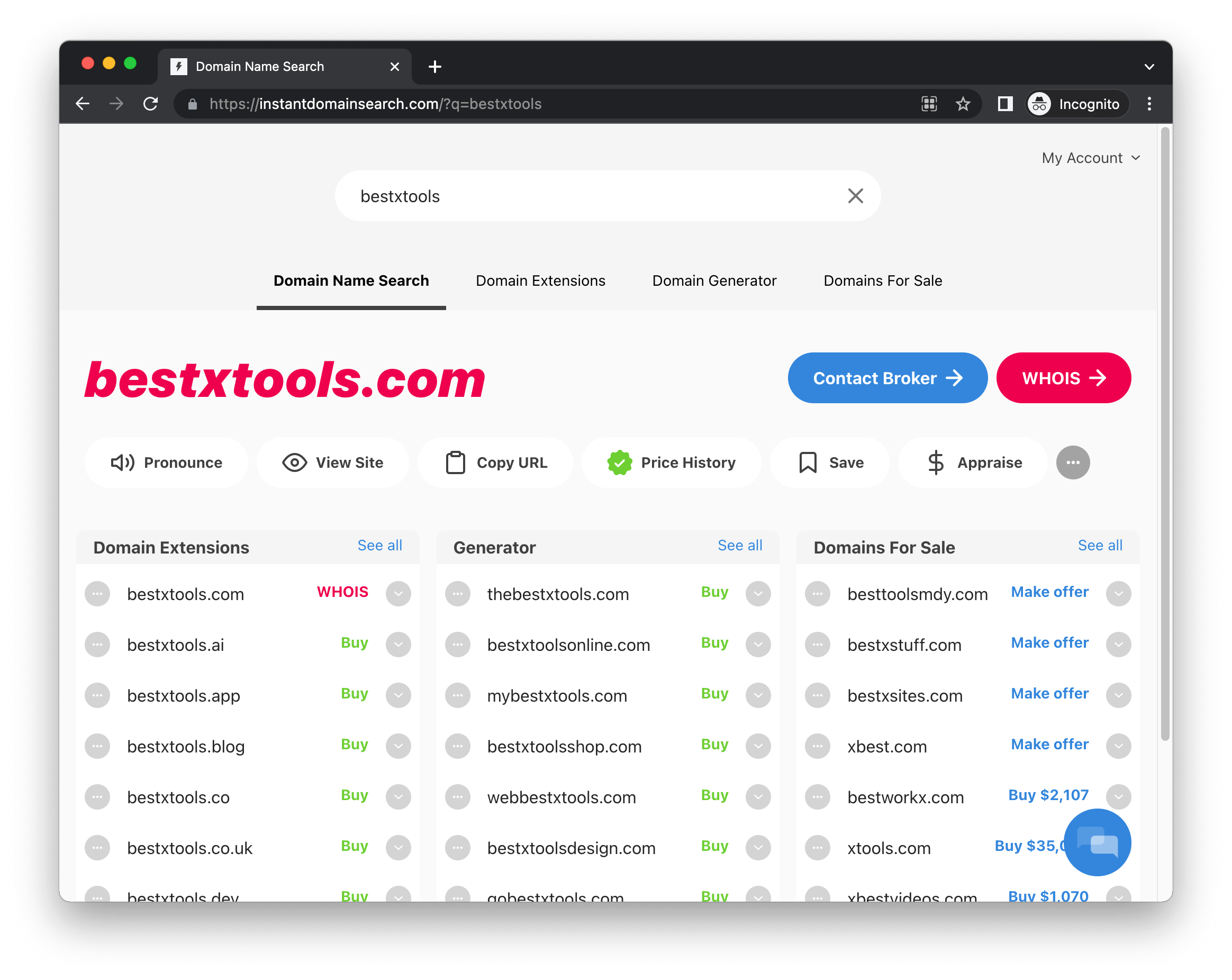 Instant Domain Search