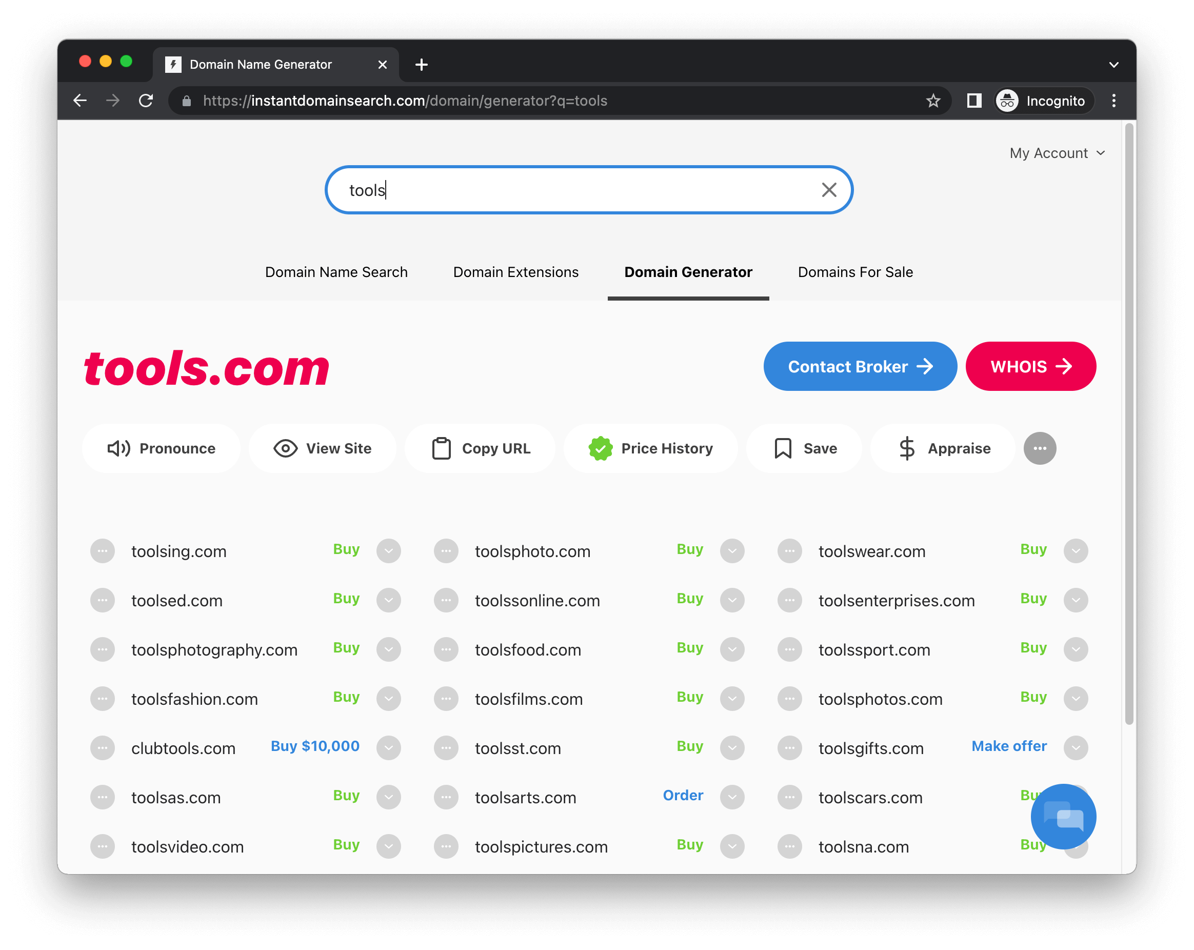 Instant Domain Search