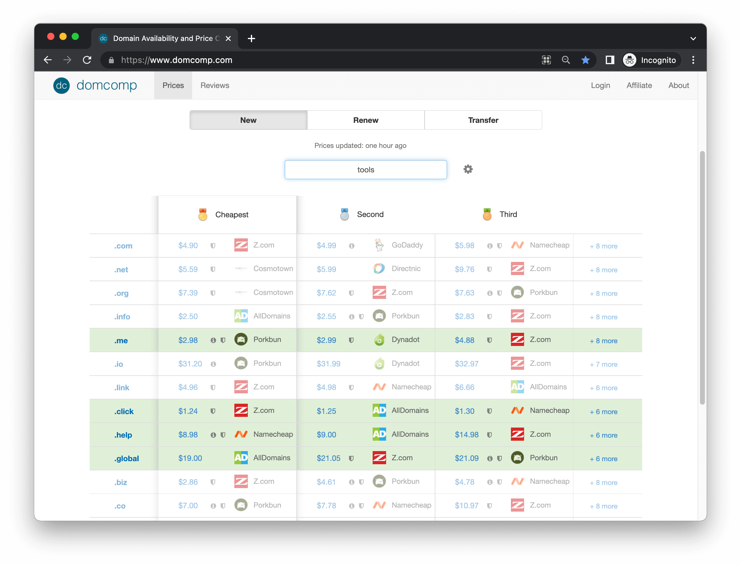 Domcomp - Domain Availability and Price Comparison