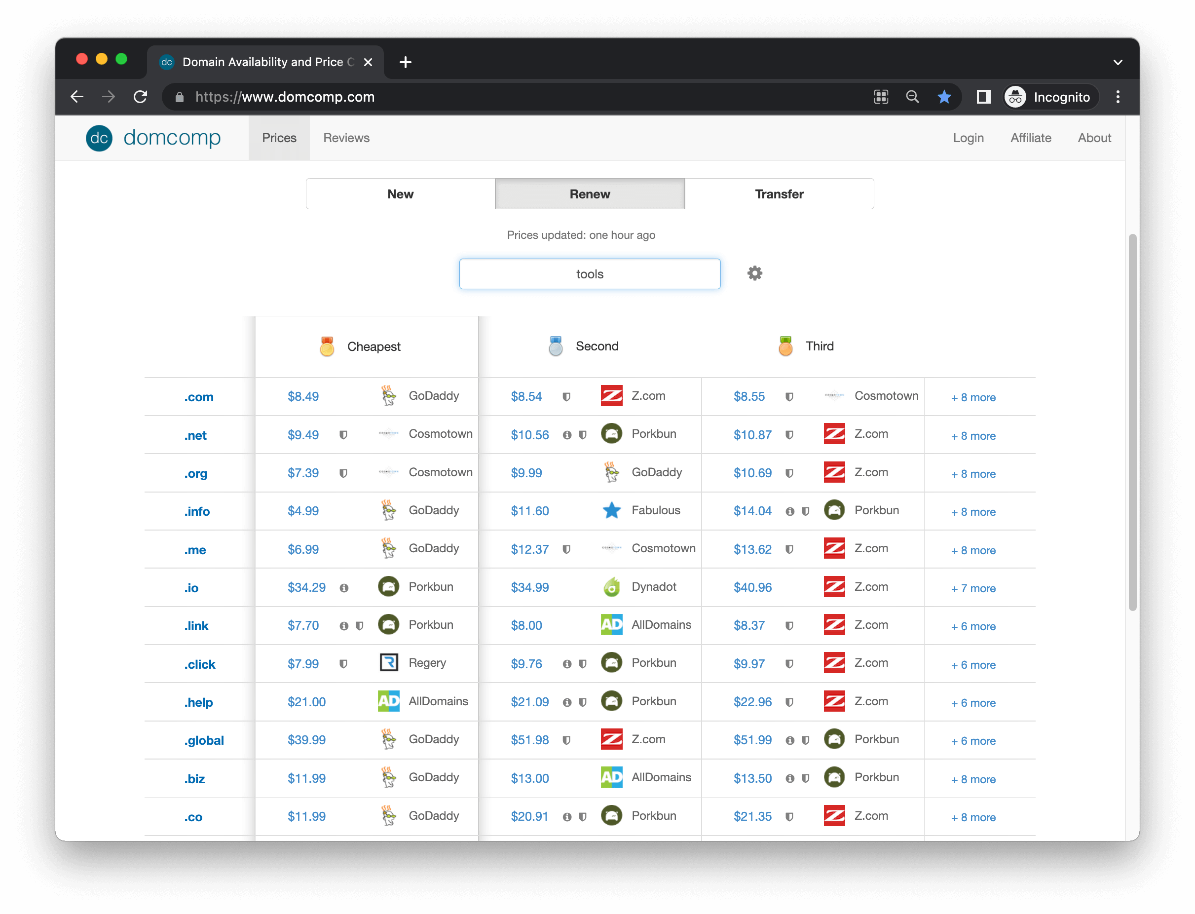 Domcomp - Domain Availability and Price Comparison