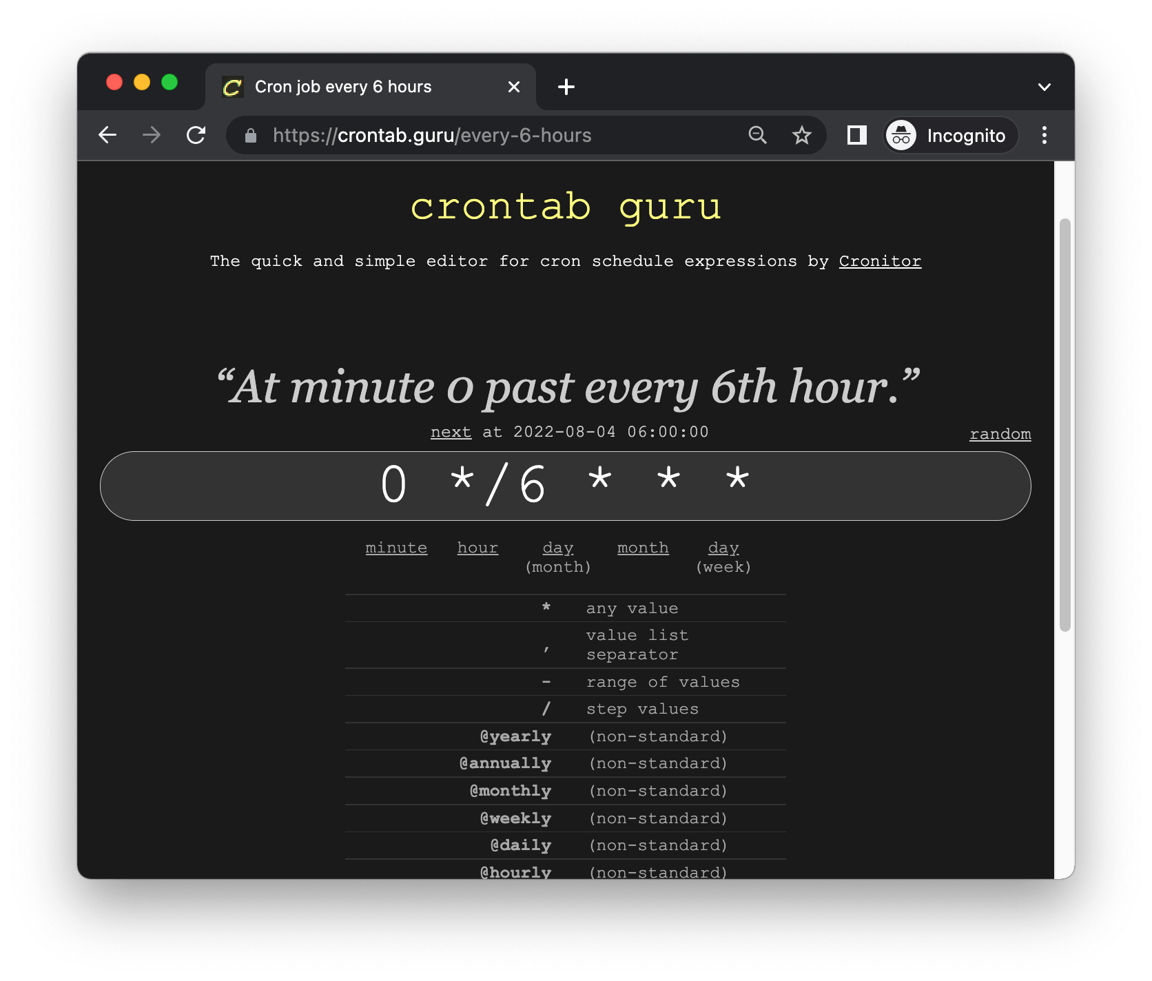 crontab guru