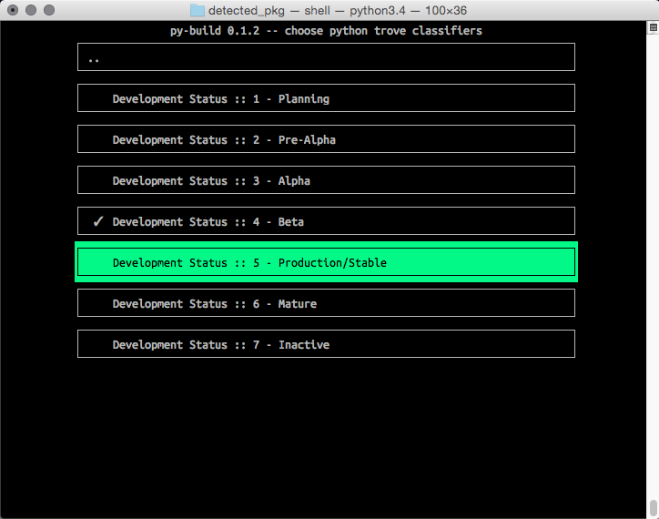 development status classifiers