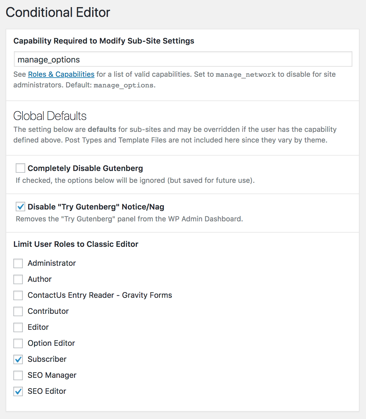 Plugin Network Admin Settings Screen