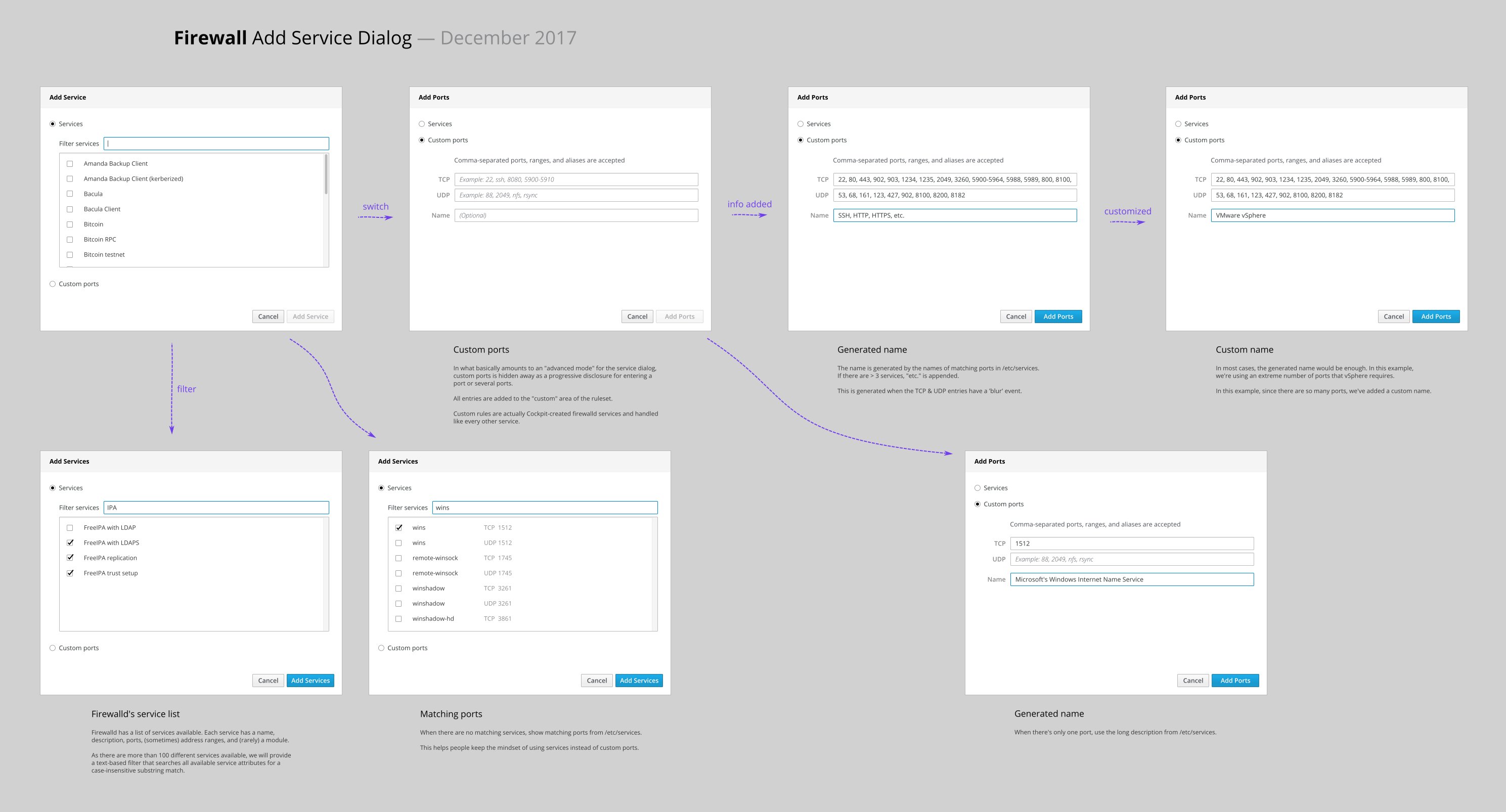 services dialog