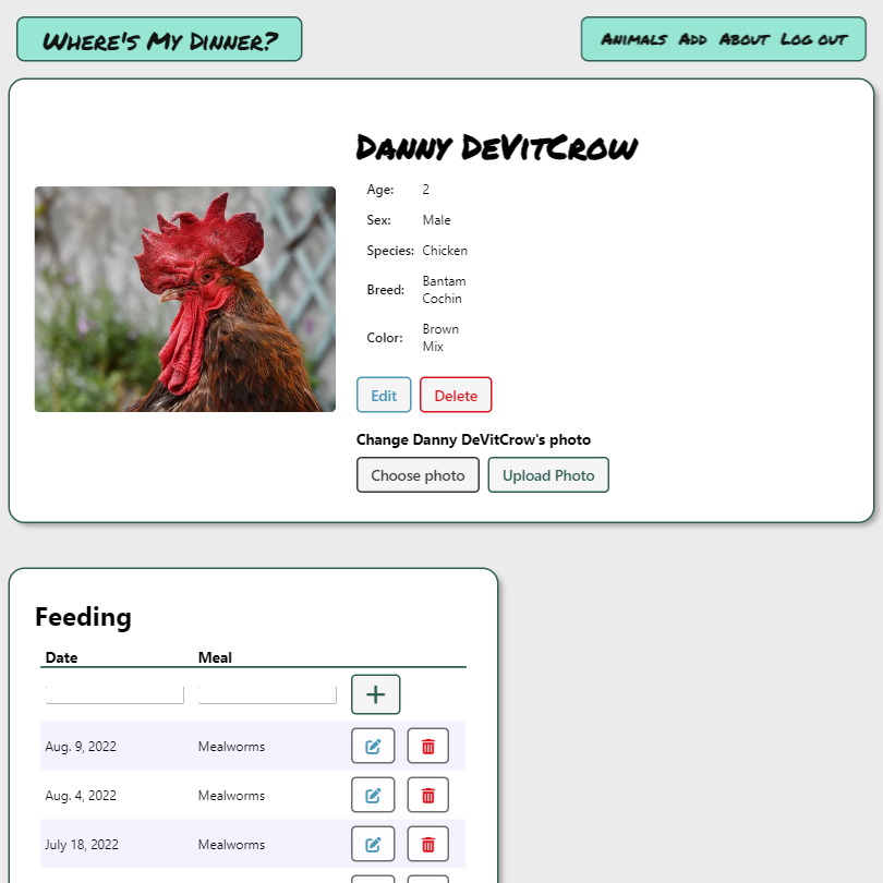 Desktop Screenshot of the Animal Details Page