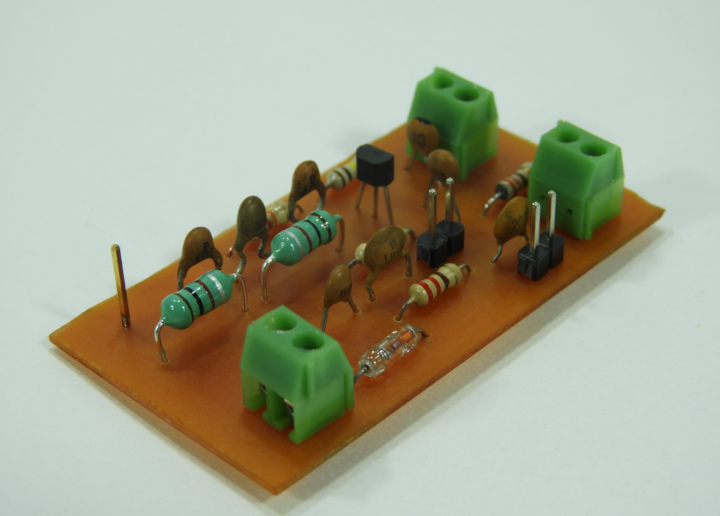 Prototype version of the filter, mixer and detector PCB.